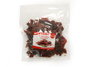 Деревенские гренки с холодцом и хреном: Говядина вяленая (строганина)